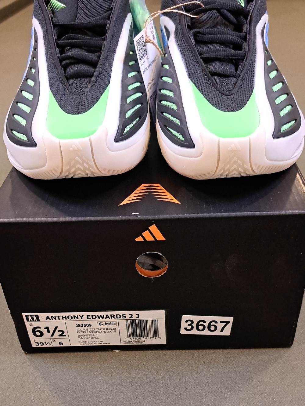 Anthony Edwards 2 Basketball Shoes - Color: Blue/Black/Green - Size: Kids 6.5 - Picture 3 of 10